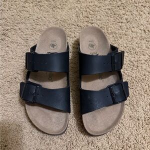 Pappagallo Black Slide Sandals with Buckle Straps